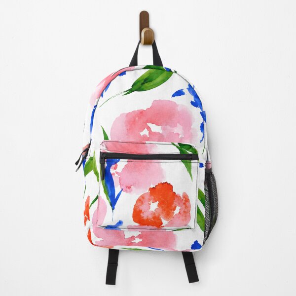 Item preview, Coral & Blue Watercolor Floral Pattern designed and sold by Ramona-Gliga.