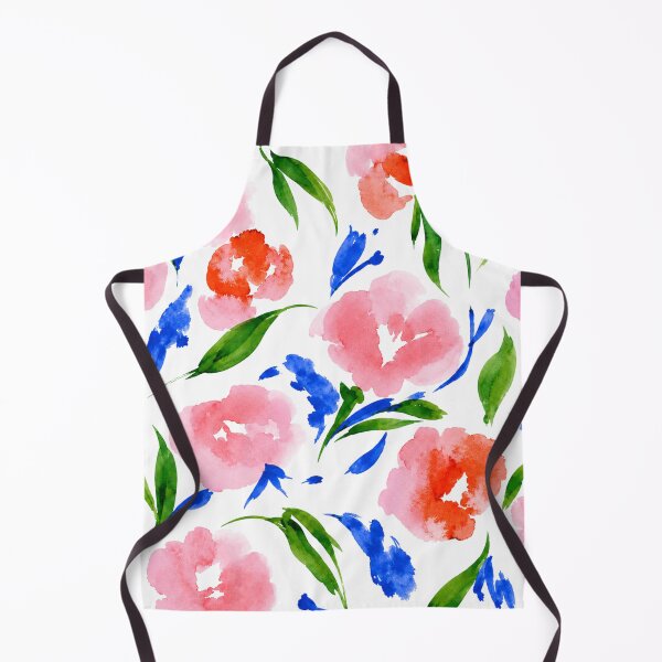 Item preview, Coral & Blue Watercolor Floral Pattern designed and sold by Ramona-Gliga.