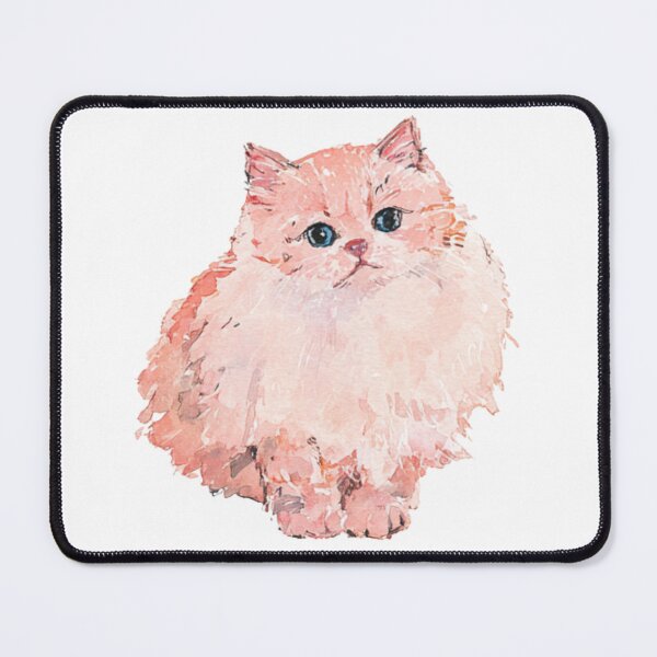 Item preview, Cute Fluffy Persian Cat | Soft Pink Watercolor Kitten Portrait designed and sold by bubulaladesigns.