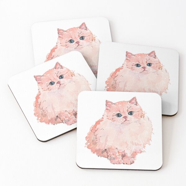 Item preview, Cute Fluffy Persian Cat | Soft Pink Watercolor Kitten Portrait designed and sold by bubulaladesigns.