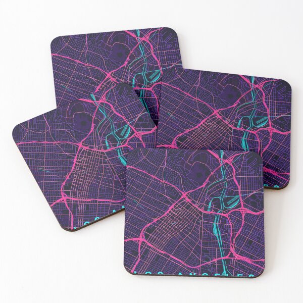Item preview, Los Angeles Neon Street Map Poster, Purple Blue City Map Wall Art designed and sold by LASTIQUE-dd.