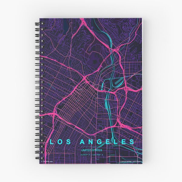 Item preview, Los Angeles Neon Street Map Poster, Purple Blue City Map Wall Art designed and sold by LASTIQUE-dd.