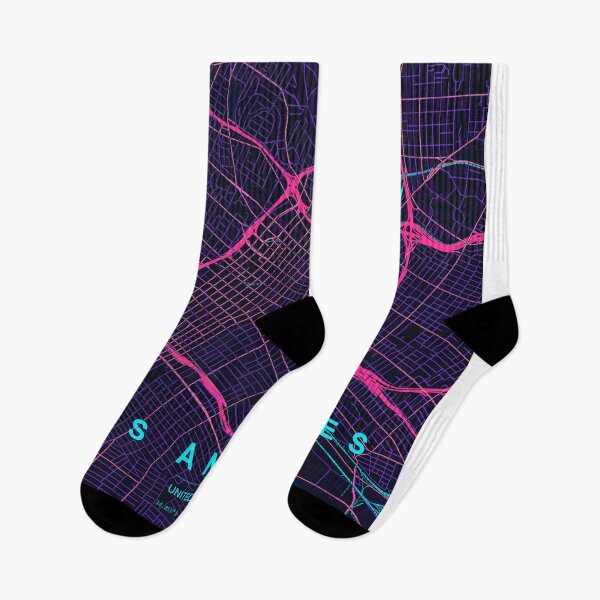 Item preview, Los Angeles Neon Street Map Poster, Purple Blue City Map Wall Art designed and sold by LASTIQUE-dd.