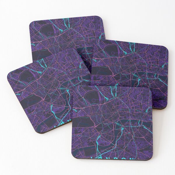 Item preview, London Neon Street Map Poster, Purple Blue City Map Wall Art designed and sold by LASTIQUE-dd.