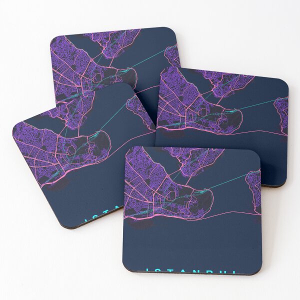 Item preview, Istanbul Neon Street Map Poster, Purple Blue City Map Wall Art designed and sold by LASTIQUE-dd.