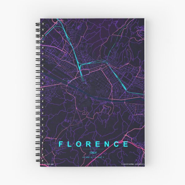 Item preview, Florence Neon Street Map Poster, Purple Blue City Map Wall Art designed and sold by LASTIQUE-dd.
