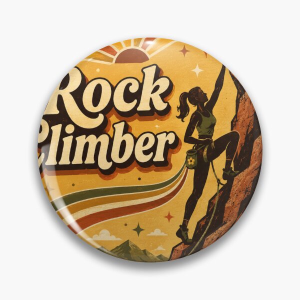 Item preview, Rock Climbing Retro 70s Vintage Outdoor Gift Sticker designed and sold by RedRubyBubble.