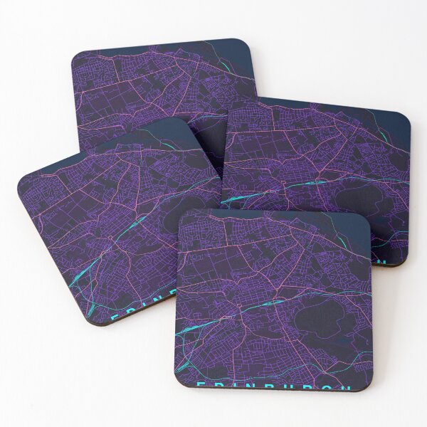 Item preview, Edinburgh Neon Street Map Poster, Purple Blue City Map Wall Art designed and sold by LASTIQUE-dd.
