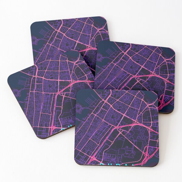 Item preview, Dubai Neon Street Map Poster, Purple Blue City Map Wall Art designed and sold by LASTIQUE-dd.