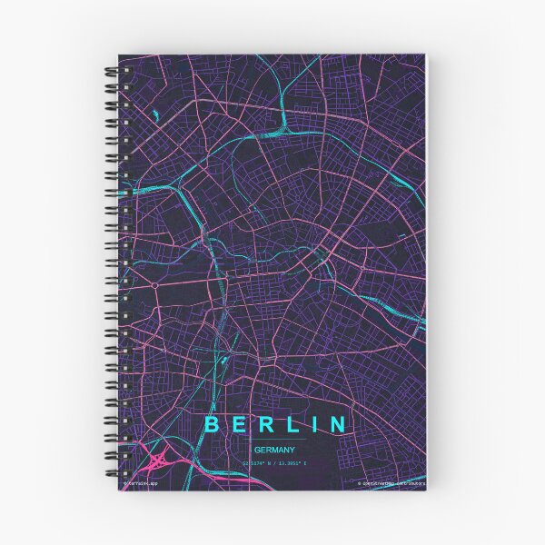 Item preview, Berlin Neon Street Map Poster, Purple Blue City Map Wall Art designed and sold by LASTIQUE-dd.