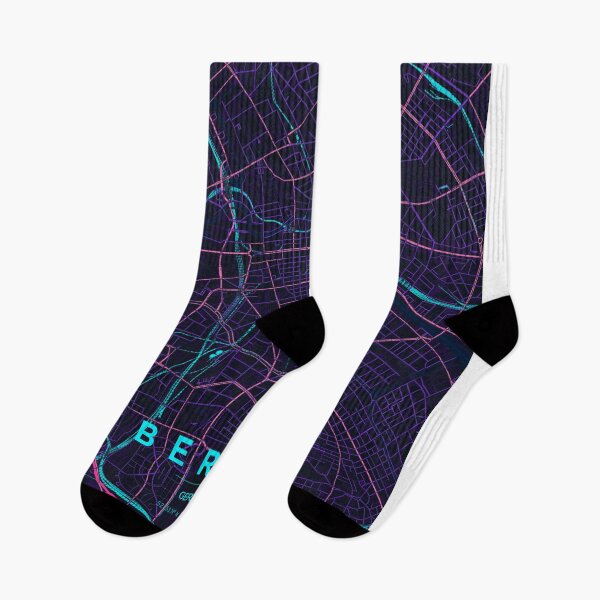 Item preview, Berlin Neon Street Map Poster, Purple Blue City Map Wall Art designed and sold by LASTIQUE-dd.