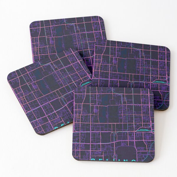 Item preview, Beijing Neon Street Map Poster, Purple Blue City Map Wall Art designed and sold by LASTIQUE-dd.