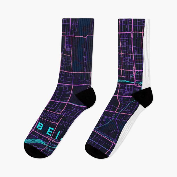Item preview, Beijing Neon Street Map Poster, Purple Blue City Map Wall Art designed and sold by LASTIQUE-dd.
