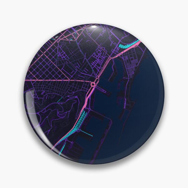 Item preview, Barcelona Neon Street Map Poster, Purple Blue City Map Wall Art designed and sold by LASTIQUE-dd.