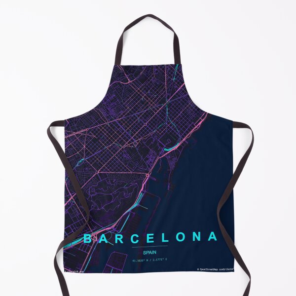Artikelvorschau, Neon-Straßenplan von Barcelona, lila-blauer Stadtplan als Wandbild entworfen und verkauft von LASTIQUE-dd.