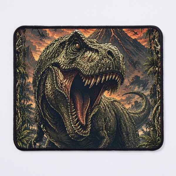 Item preview, Giant Tyrannosaurus Rex Jurassic Volcano Vintage Poster Art designed and sold by BorgSpareParts.