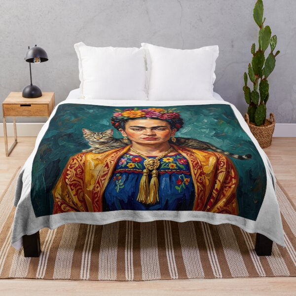 Aperçu de l'œuvre Portrait de Frida Kahlo avec un chat créée et vendue par TeeARTHY.