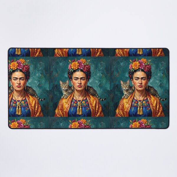 Aperçu de l'œuvre Portrait de Frida Kahlo avec un chat créée et vendue par TeeARTHY.