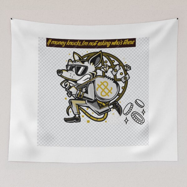 Item preview, If Money Knocks I'm Not Asking Who's There Funny Rich Wolf Quote Design designed and sold by Penguin Mood .
