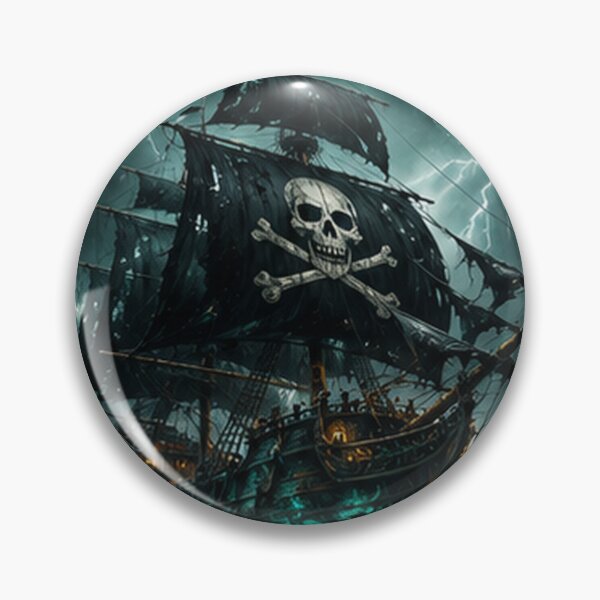 Item preview, Ghostly Pirate Ship Sailing Through Stormy Sea designed and sold by HollowOakPrints.