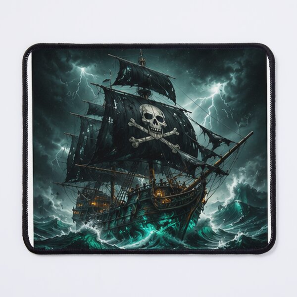 Item preview, Ghostly Pirate Ship Sailing Through Stormy Sea designed and sold by HollowOakPrints.