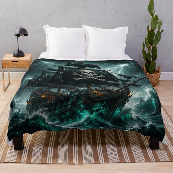 Item preview, Ghostly Pirate Ship Sailing Through Stormy Sea designed and sold by HollowOakPrints.