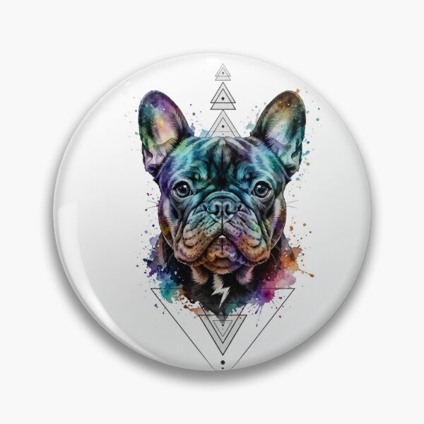 Item preview, Watercolor French Bulldog Portrait – Colorful Geometric Frenchie Dog Art designed and sold by shallia.