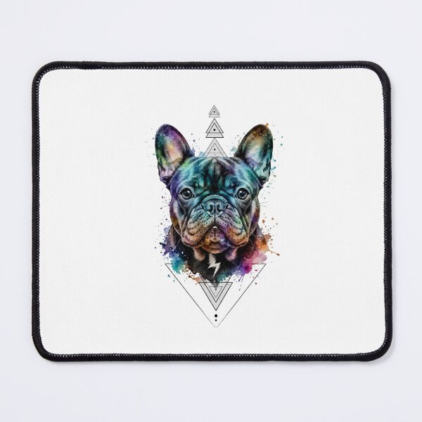 Item preview, Watercolor French Bulldog Portrait – Colorful Geometric Frenchie Dog Art designed and sold by shallia.
