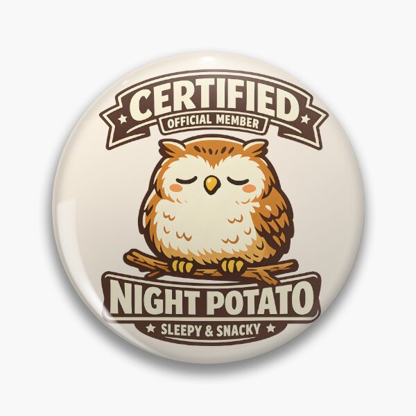 Item preview, Certified Night Potato Cute Sleepy Owl Sticker | Funny Chubby Owl Retro Badge Design designed and sold by  Artistry in Motion by MADsrecreation.