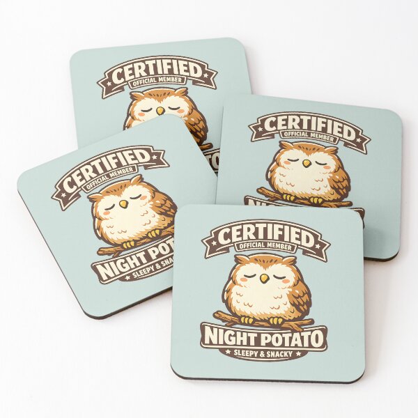 Item preview, Certified Night Potato Cute Sleepy Owl Sticker | Funny Chubby Owl Retro Badge Design designed and sold by  MAD's Recreation Studio.