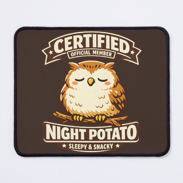 Item preview, Certified Night Potato Cute Sleepy Owl Sticker | Funny Chubby Owl Retro Badge Design designed and sold by MAD's Recreation Studio.