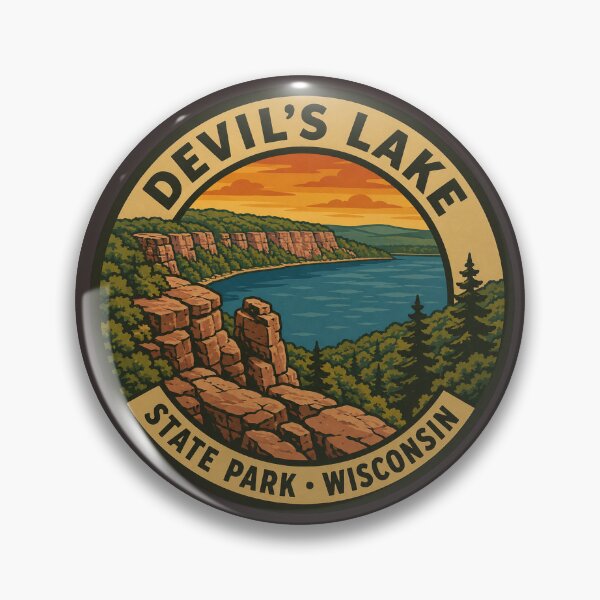 Item preview, Devil’s Lake State Park Wisconsin Vintage Scenic Travel Badge designed and sold by American Travels.