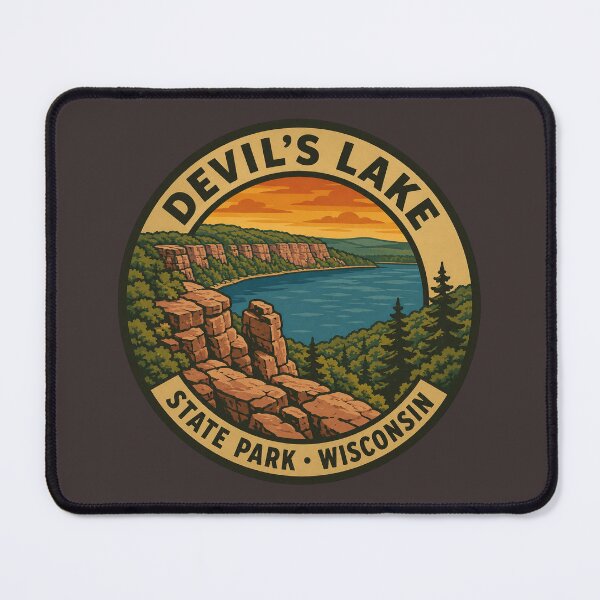 Item preview, Devil’s Lake State Park Wisconsin Vintage Scenic Travel Badge designed and sold by American Travels.