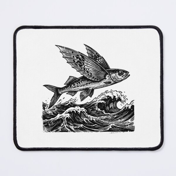 Item preview, Vintage Woodcut Flying Fish Illustration designed and sold by DuckOddity.