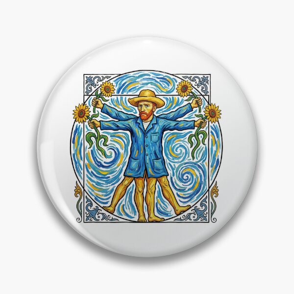 Item preview, Van Gogh Vitruvian Man Starry Night Sunflower Art designed and sold by TeeARTHY.