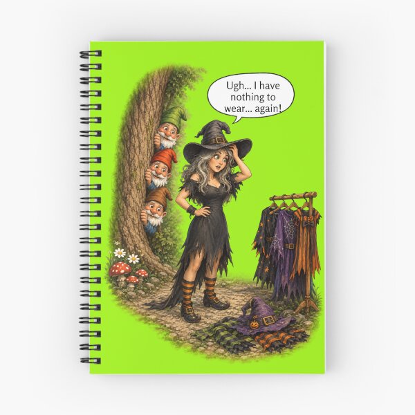 Item preview, Funny Witch Can't Decide What to Wear | Curious Garden Gnomes Halloween Humor designed and sold by Alpine-Ink.