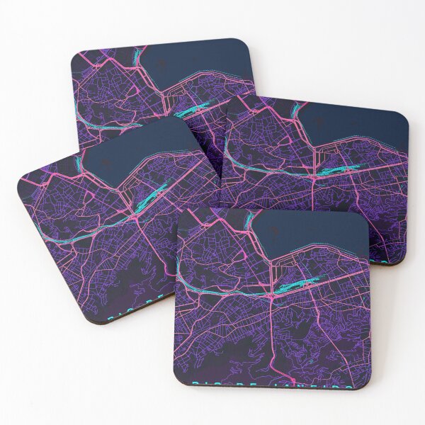 Item preview, Rio De Janeiro Neon Street Map Poster, Purple Blue City Map Wall Art designed and sold by LASTIQUE-dd.
