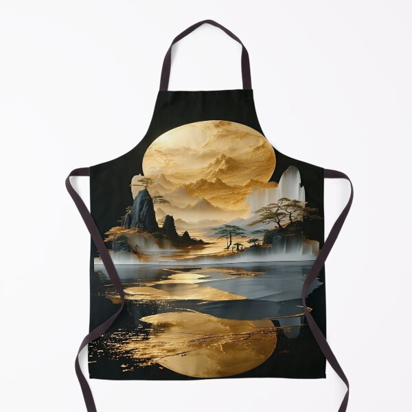 Item preview, Ethereal Serenity, A Golden Landscape Bathed in Reflection, The Mystique of Mountains and Water, Nature's Dance in Golden Hues designed and sold by Matt_Smith.