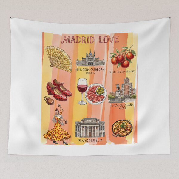 Item preview, Tourist cultural poster and gastronomic illustration of Madrid, Spain. designed and sold by VibranPalette.