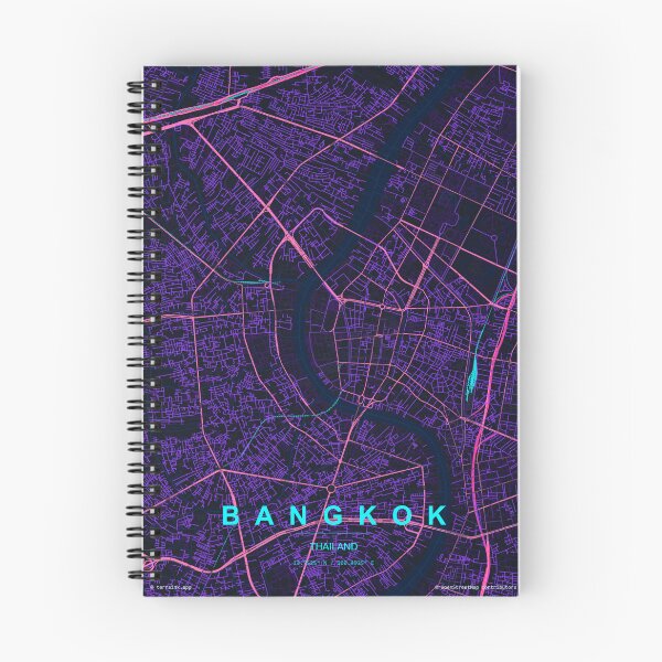 Item preview, Bangkok Neon Street Map Poster, Purple Blue City Map Wall Art designed and sold by LASTIQUE-dd.