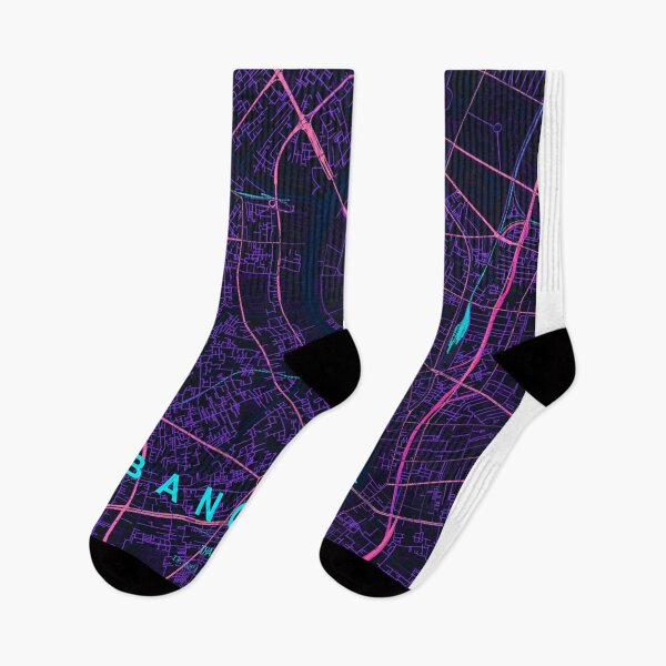 Item preview, Bangkok Neon Street Map Poster, Purple Blue City Map Wall Art designed and sold by LASTIQUE-dd.