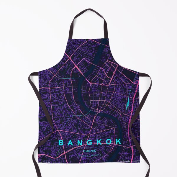 Item preview, Bangkok Neon Street Map Poster, Purple Blue City Map Wall Art designed and sold by LASTIQUE-dd.