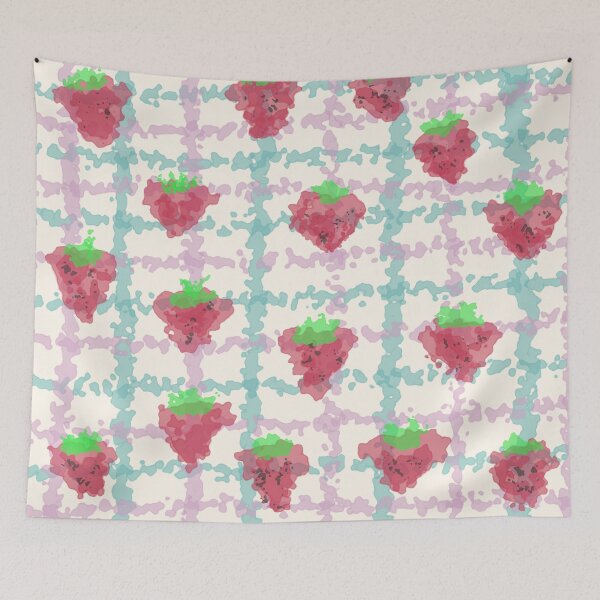 Item preview, Cute Watercolor Strawberry Plaid Grid Pattern designed and sold by DreamerX.
