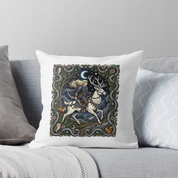 Item preview, Mystical strong woman Rider On Stag Dark Forest Fantasy designed and sold by TeeARTHY.