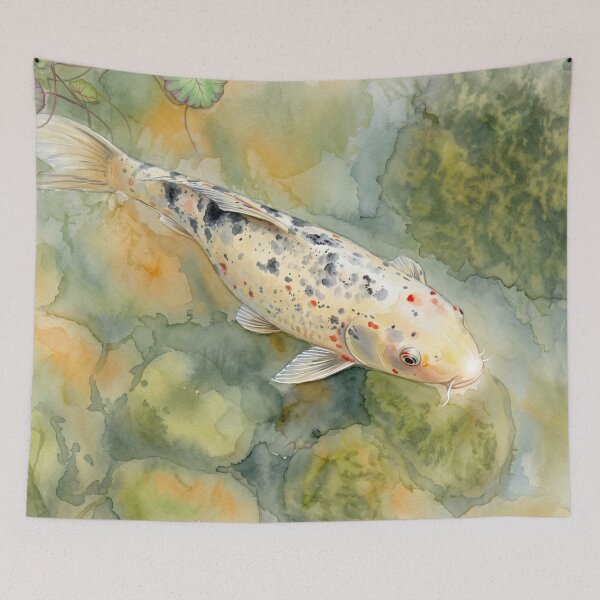 Item preview, Pale Koi Fish in Pond — Watercolor Aquatic Art designed and sold by M.ALK.Watercolor.