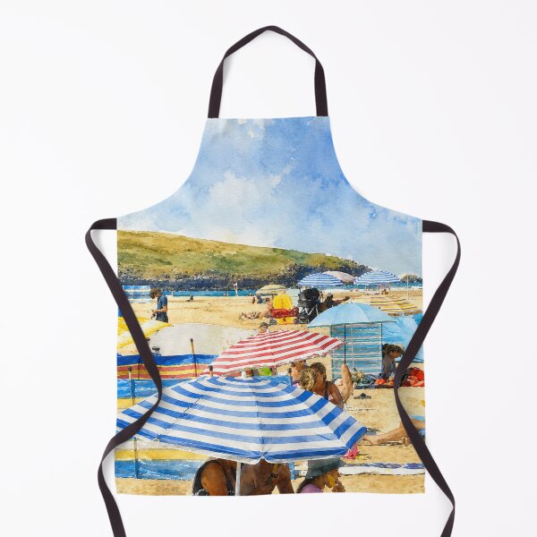 Item preview, Watercolor Cornwall Beach Summer Day Illustration designed and sold by TheSlowShore.