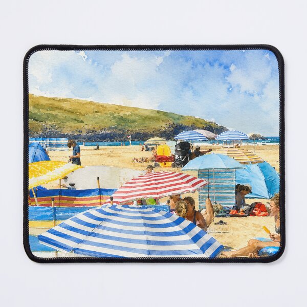 Item preview, Watercolor Cornwall Beach Summer Day Illustration designed and sold by TheSlowShore.