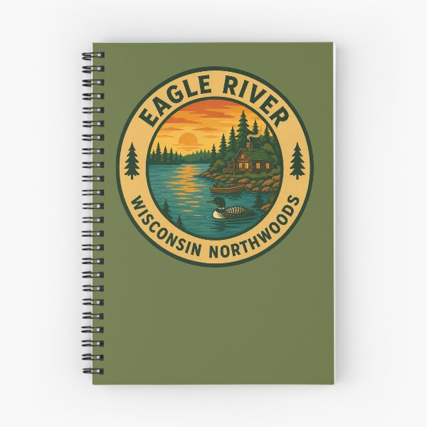 Item preview, Eagle River Wisconsin Northwoods Lake Cabin Vintage Badge designed and sold by American Travels.