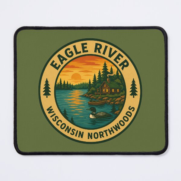 Item preview, Eagle River Wisconsin Northwoods Lake Cabin Vintage Badge designed and sold by American Travels.