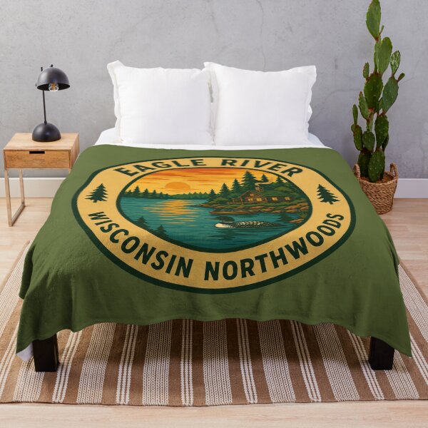 Item preview, Eagle River Wisconsin Northwoods Lake Cabin Vintage Badge designed and sold by American Travels.